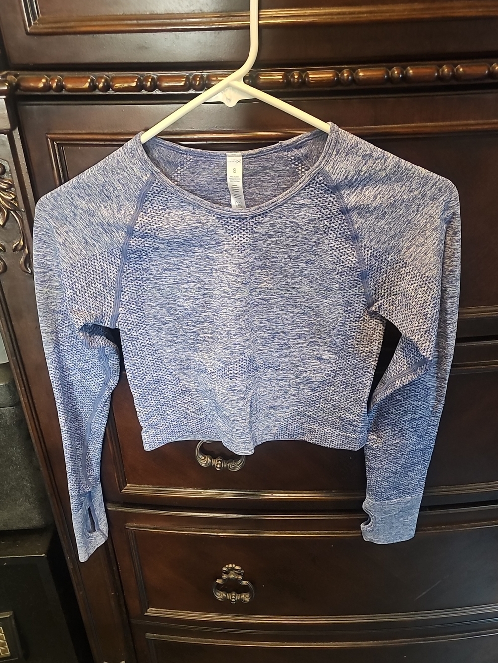 Heather Blue Seamless Long-Sleeve Crop Top